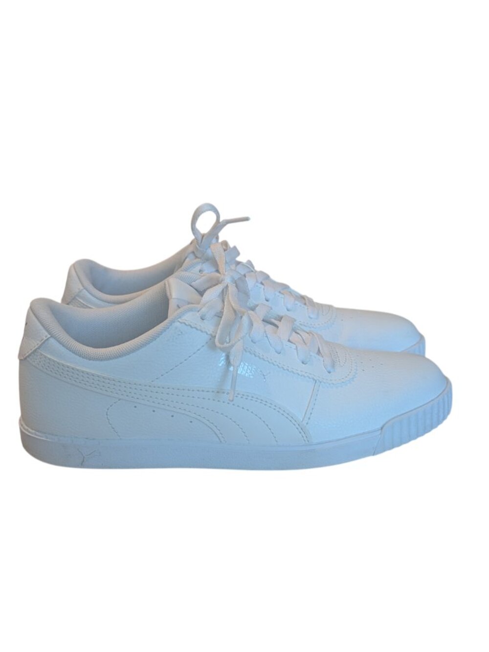 PUMA ~ Carina Leather White Sneakers Women’s Size 7.5 ~ Casual Lace-Up Shoes